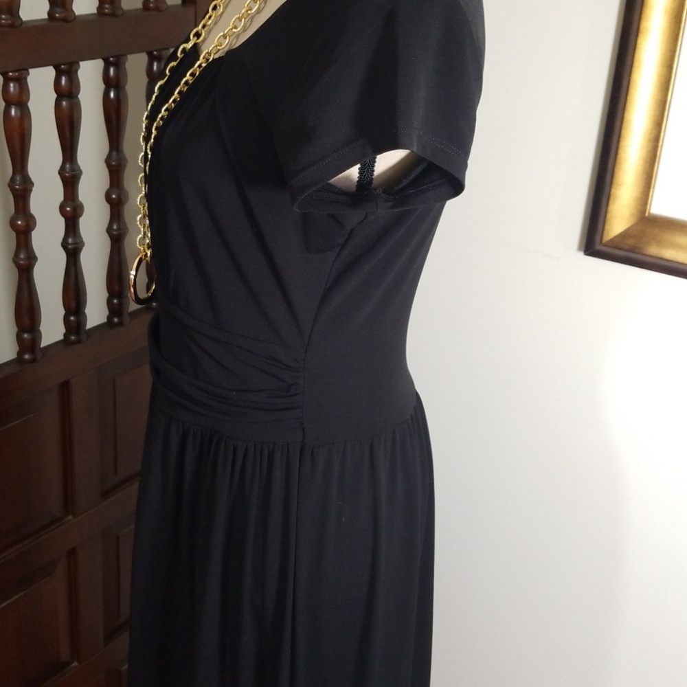 Alfani Black midi dress, short sleeves/scoop neck - Picture 5 of 8